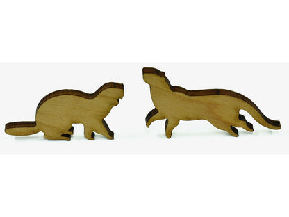 A closeup of pieces showing a beaver and an otter.