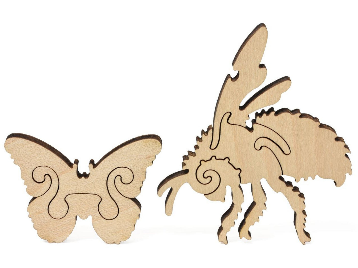 A closeup of pieces that show a butterfly and a bee from the puzzle, Poppy.