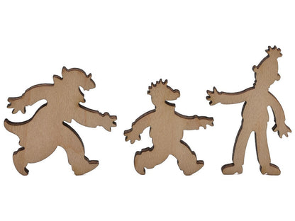 A closeup of pieces shaped like Bert, Ernie, and The Count.