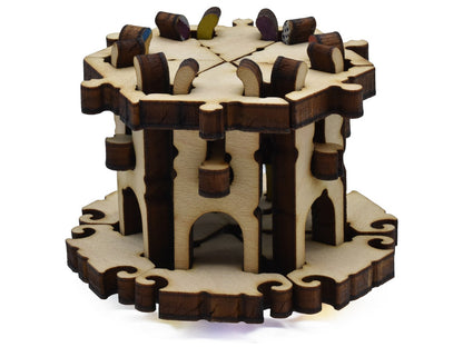 A closeup of pieces that make a 3D bird feeder.