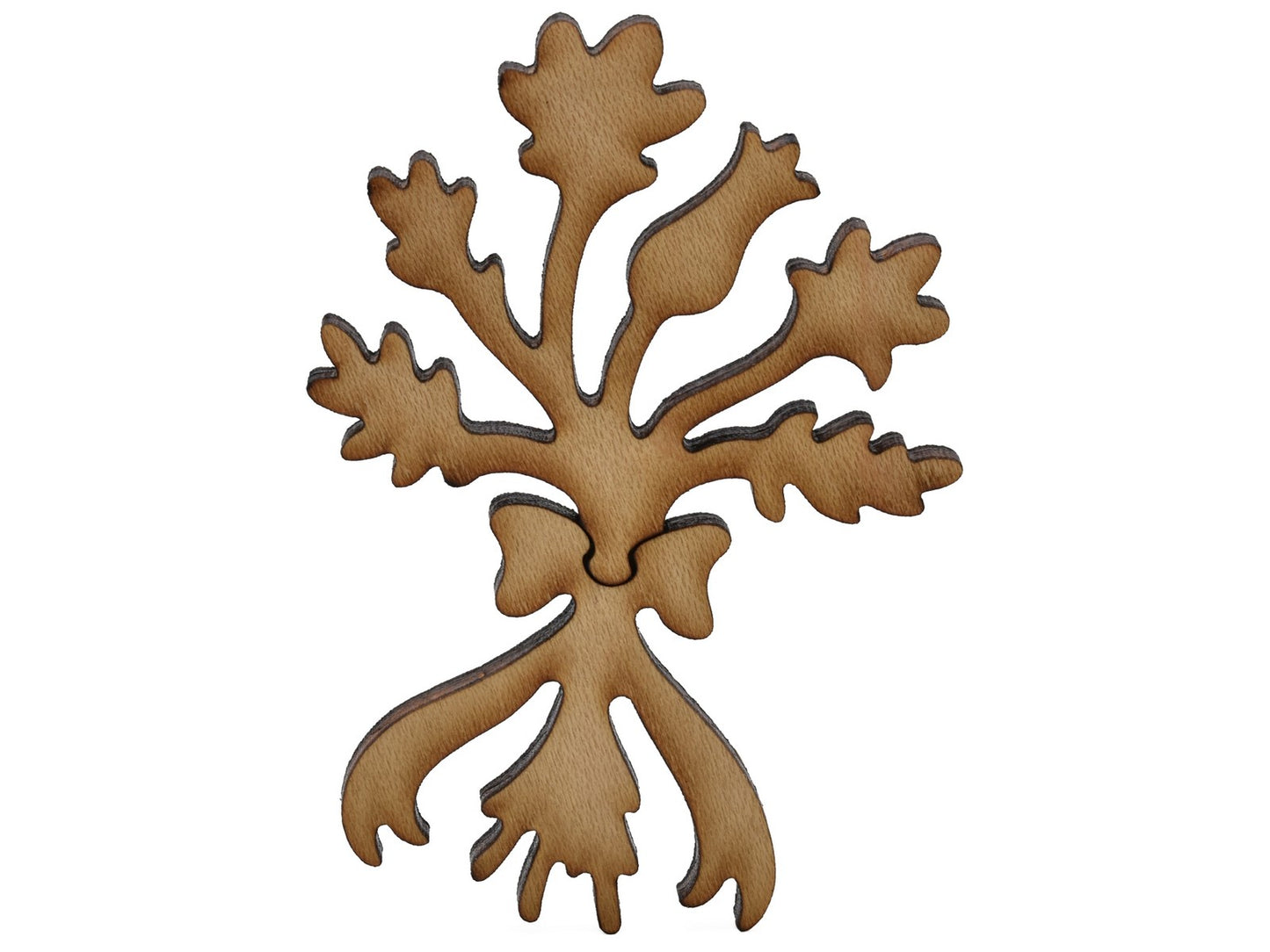 A closeup of pieces shaped like a bouquet of flowers.