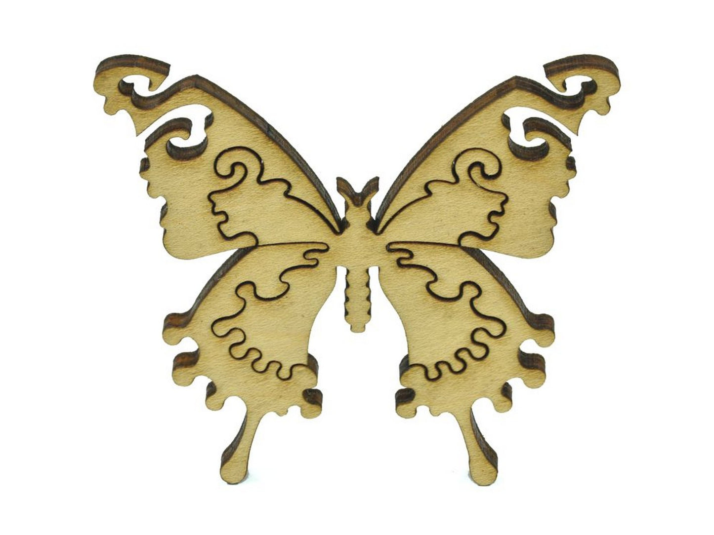A closeup of pieces in the shape of a butterfly.