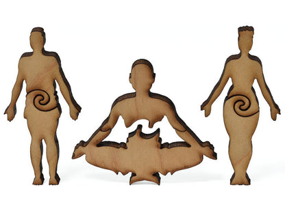 A closeup of pieces showing meditation poses.