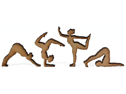 A closeup of pieces showing additional different yoga poses.