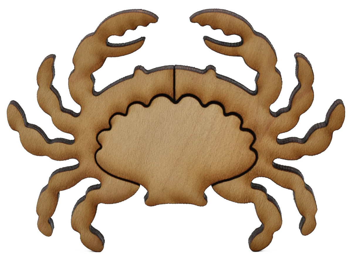 A closeup of pieces shaped like a crab.