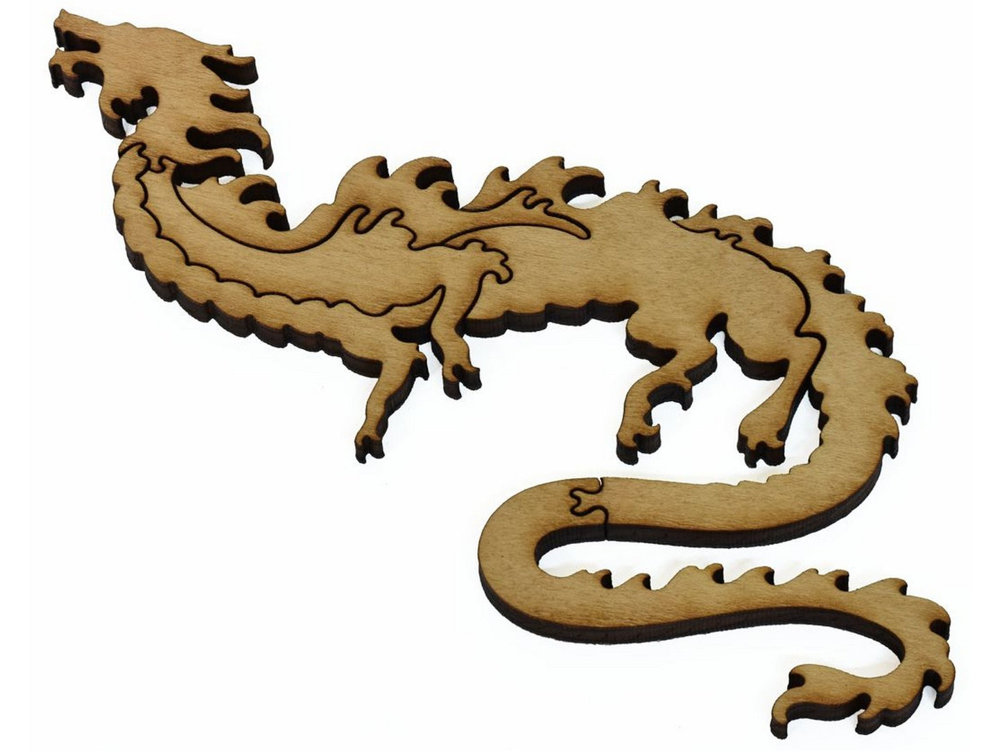 A closeup of pieces that make up a multi-piece dragon.