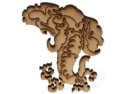 A closeup of pieces that make a multi-piece elephant head.