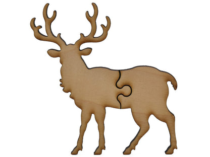 A closeup of pieces shaped like an elk.