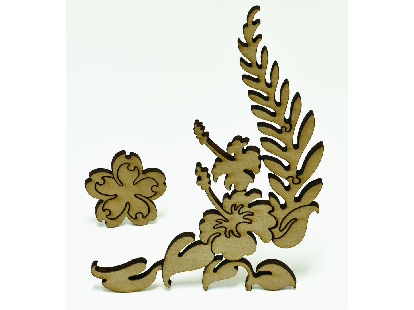A closeup of pieces shaped like flowers.