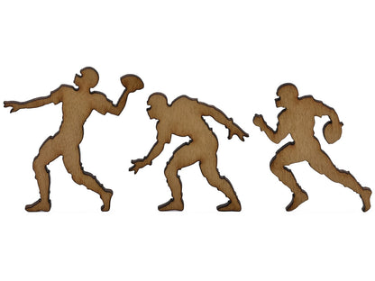 A closeup of pieces shaped like football players.