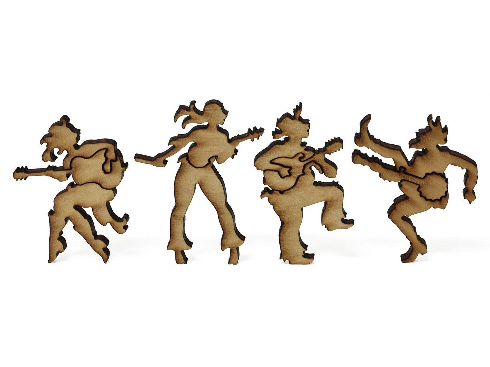 A closeup of pieces showing musicians playing instruments.