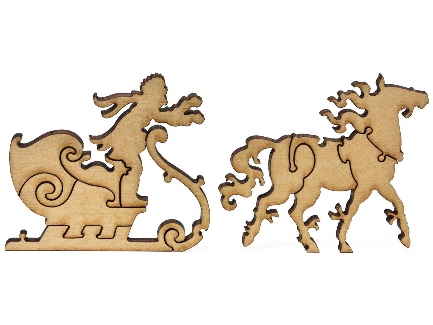 Second image for A closeup of pieces showing a horse and sleigh.