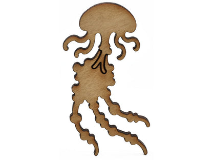 A closeup of pieces shaped like a large jellyfish.