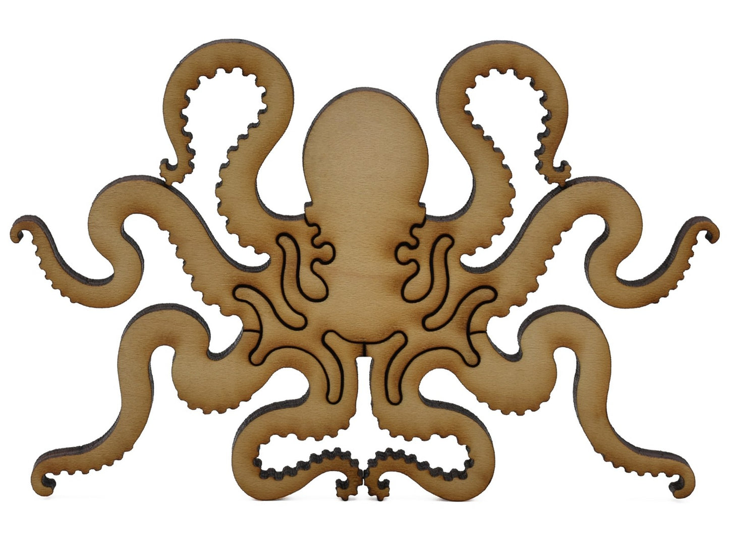 A closeup of pieces shaped like a large octopus.