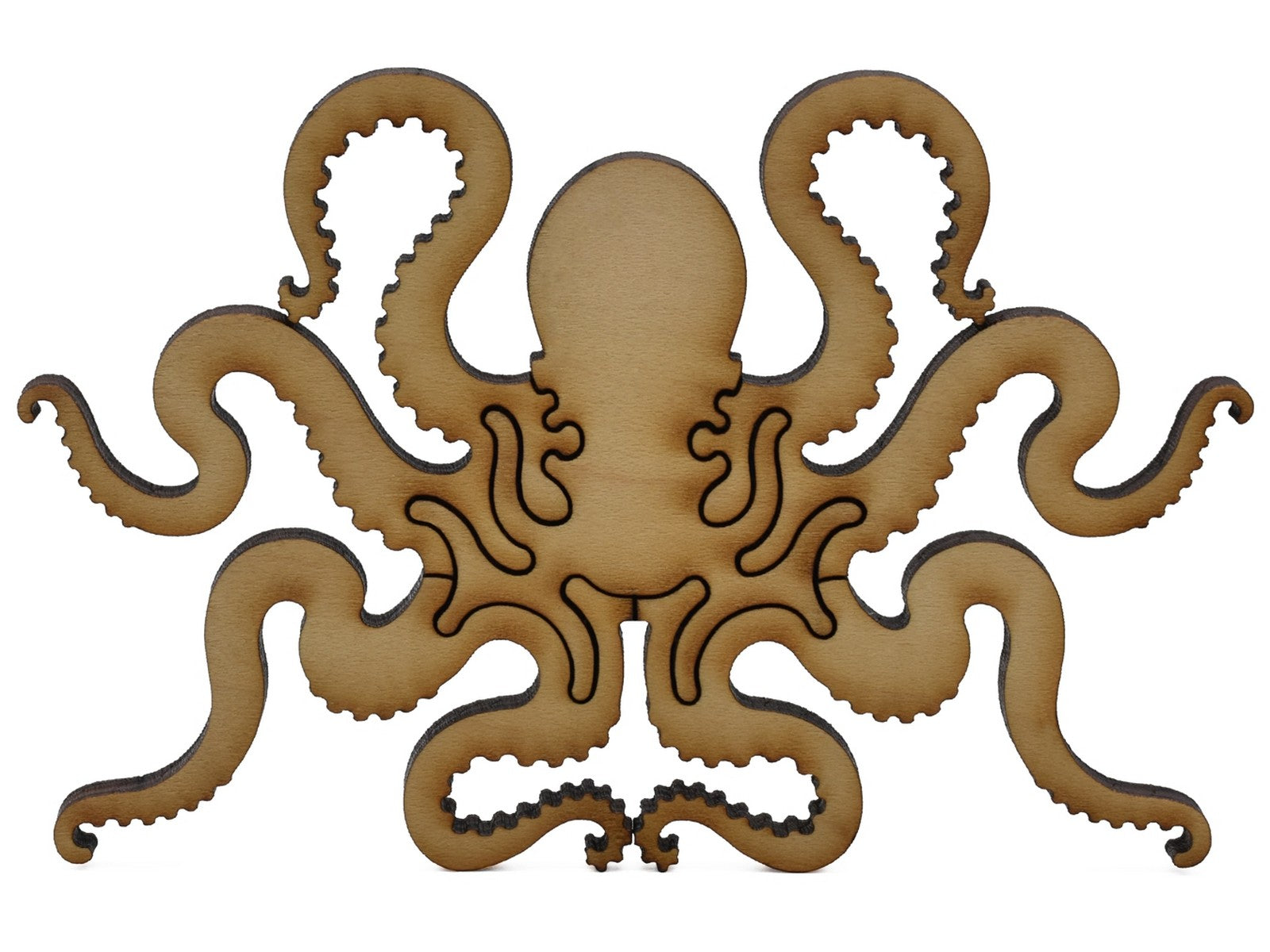 A closeup of pieces shaped like a large octopus.