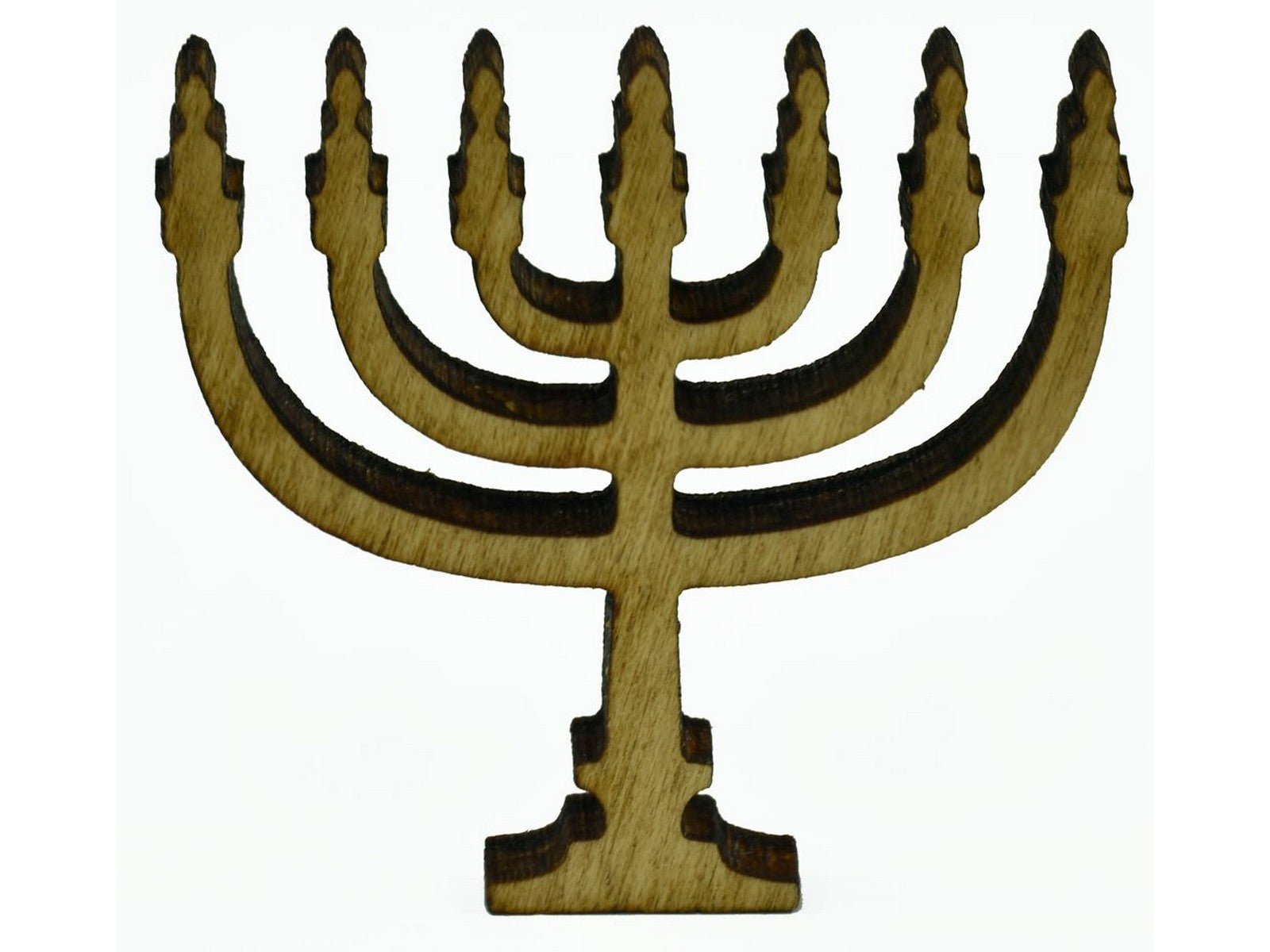 A closeup of a piece that is shaped like a menorah.