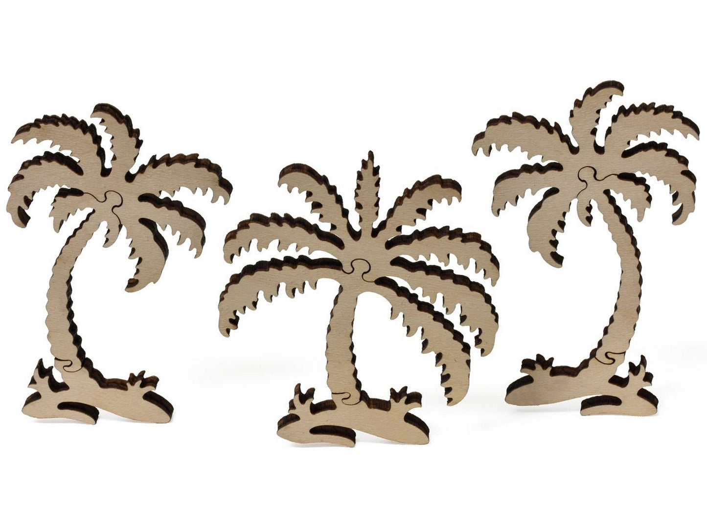 A closeup of pieces showing palm trees.