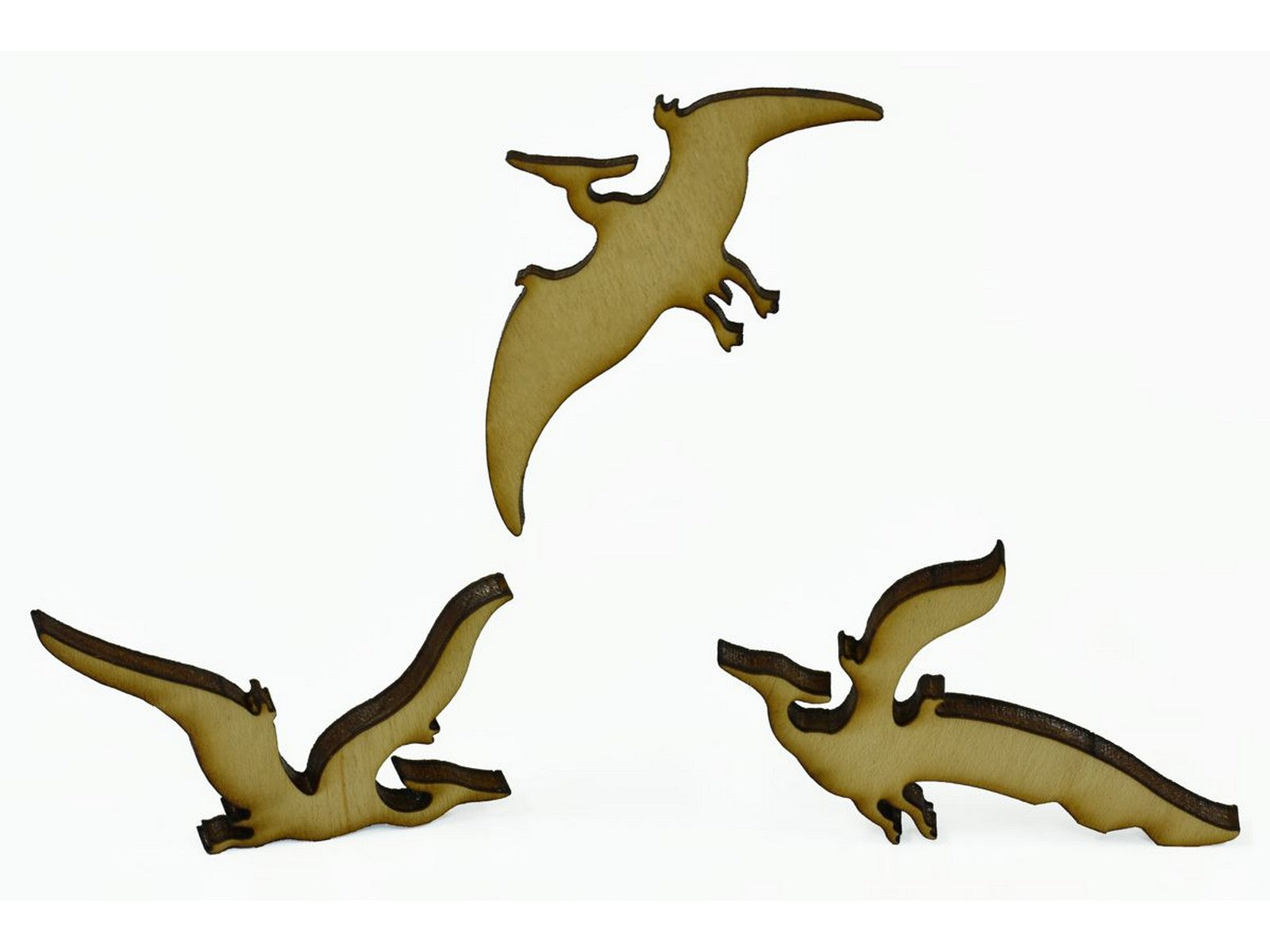 A closeup of pieces shaped like Pterodactyls.