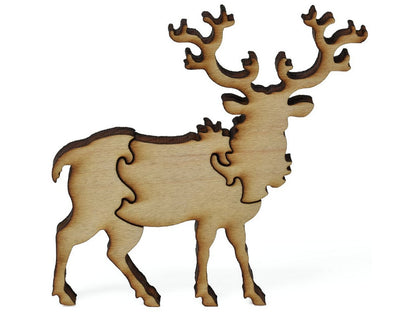 A closeup of pieces showing a multi-piece Reindeer.