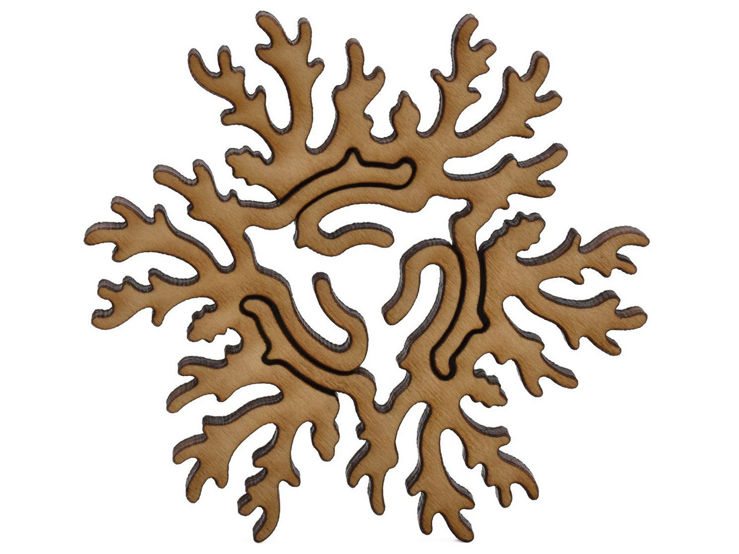 A closeup of pieces shaped like a round branch.