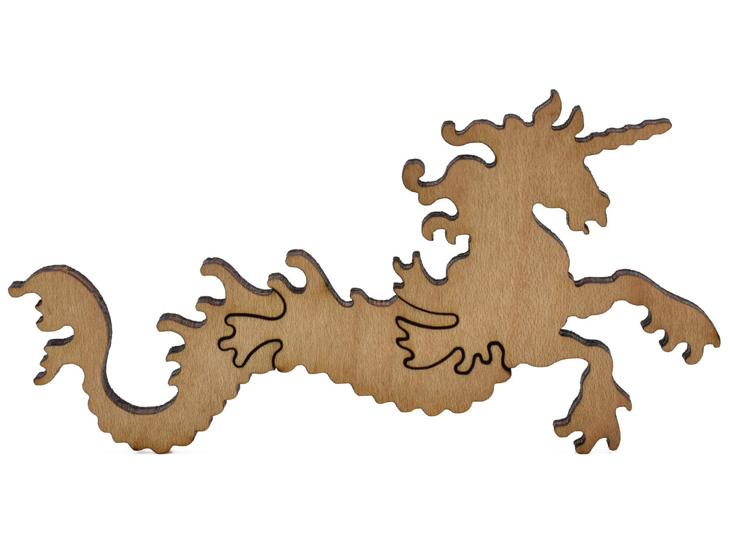 A closeup of pieces shaped like a multi-pieces sea dragon.