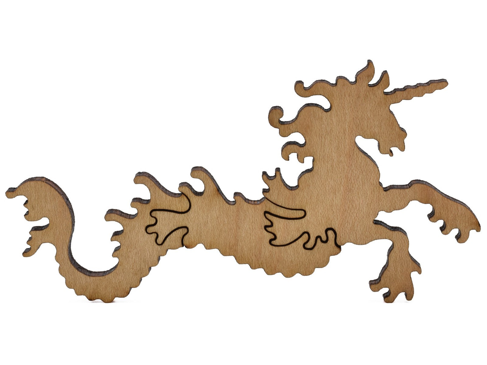 A closeup of pieces shaped like a multi-pieces sea dragon.
