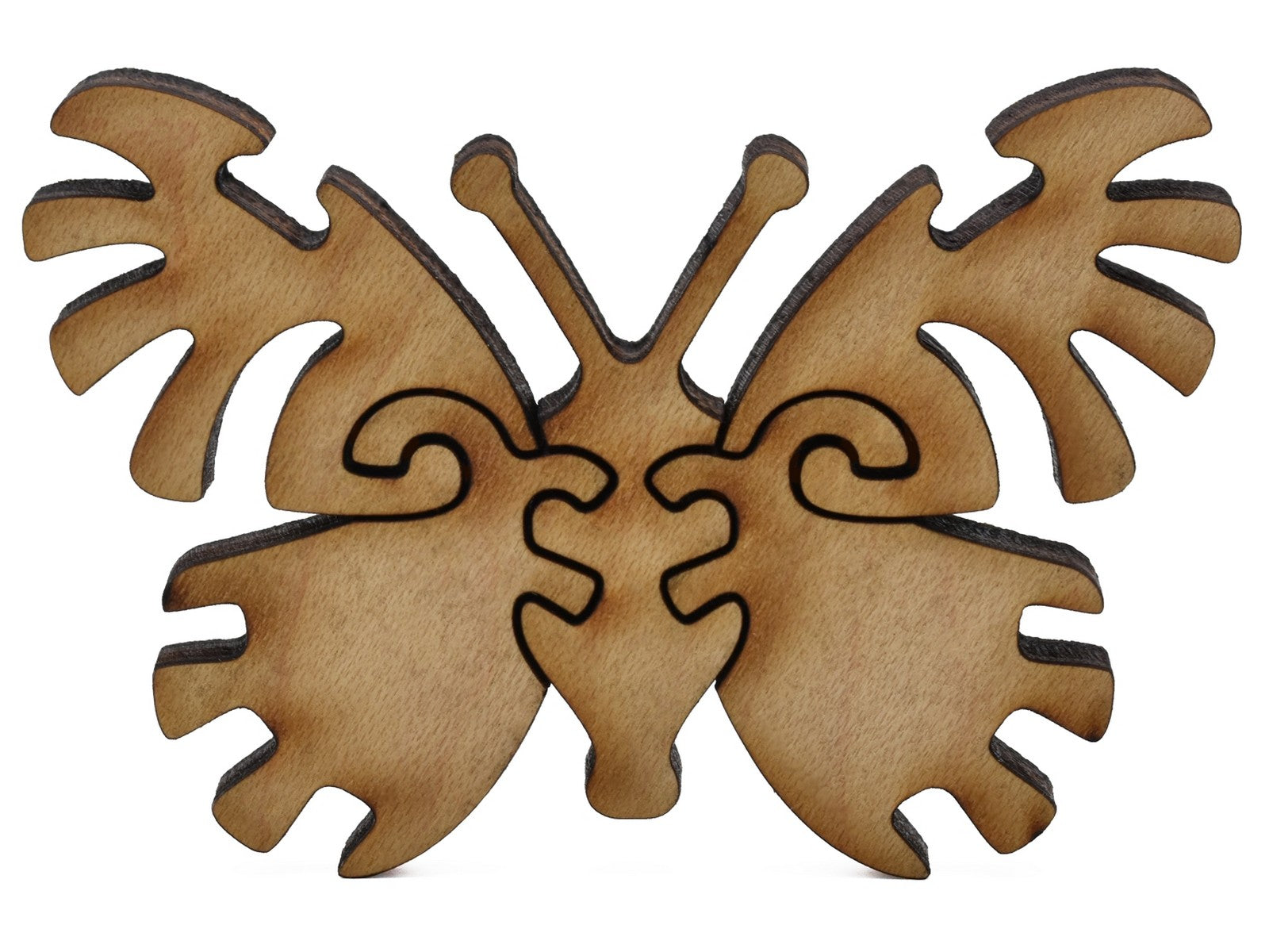 A closeup of pieces shaped like a third large butterfly.