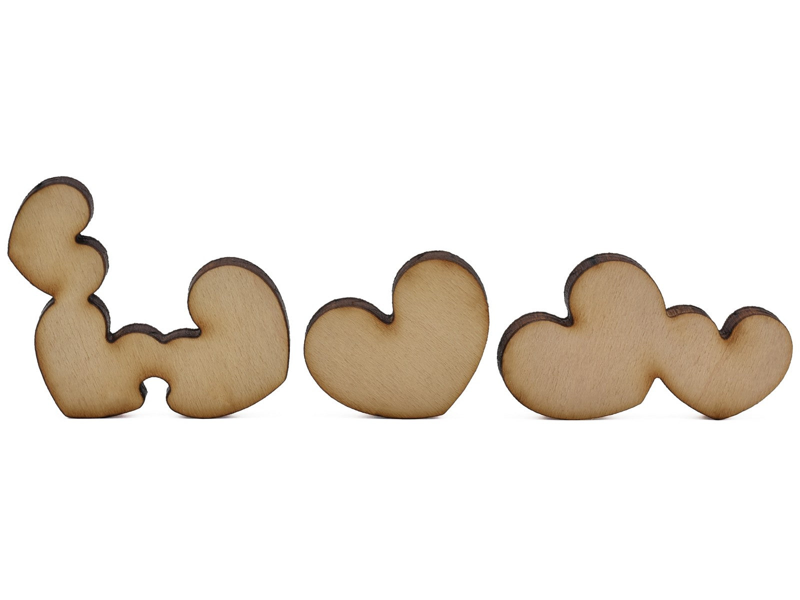 A closeup of pieces shaped like hearts.