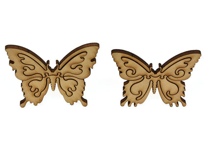 A closeup of pieces showing two multi-piece butterflies.