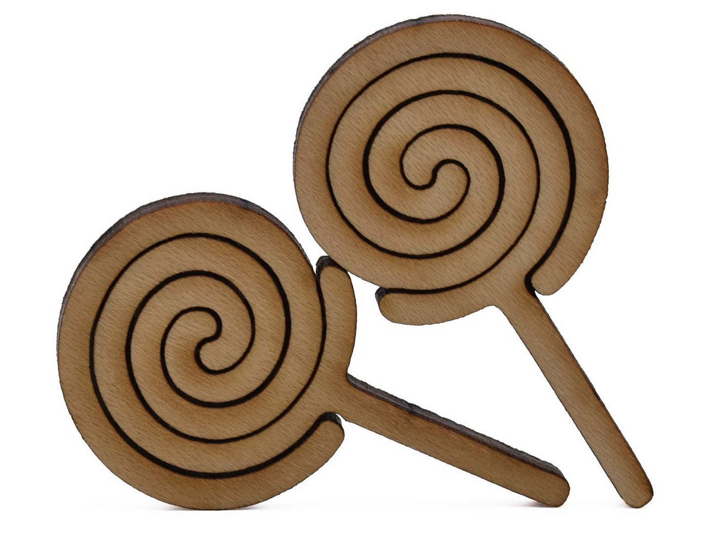 A closeup of pieces shaped like lollipops.