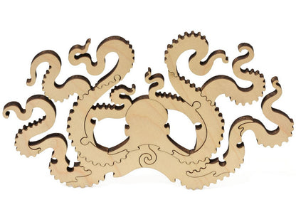 Closeup of pieces that make a multi-piece octopus from the puzzle Underwater World II.