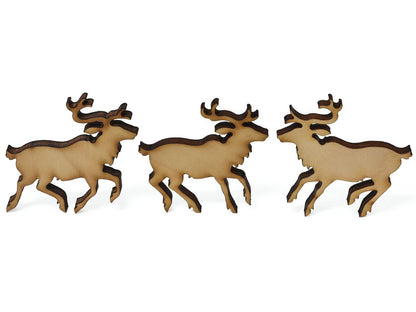 A closeup of pieces showing reindeer.