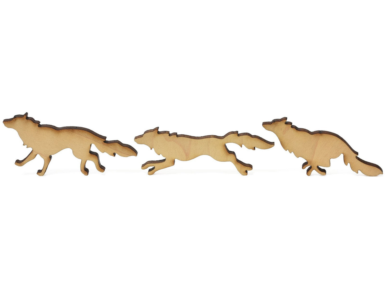 A closeup of pieces showing a pack of wolves running.
