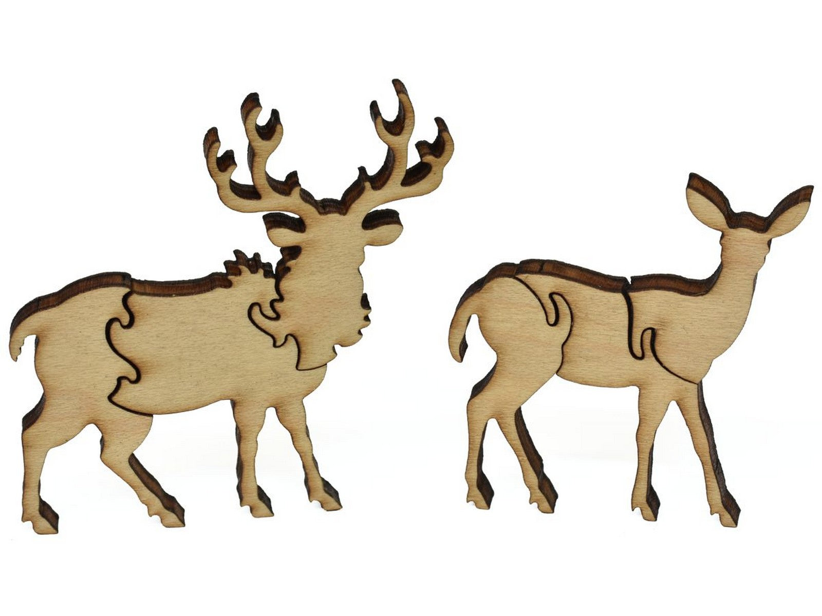 A closeup of pieces showing a doe and buck.