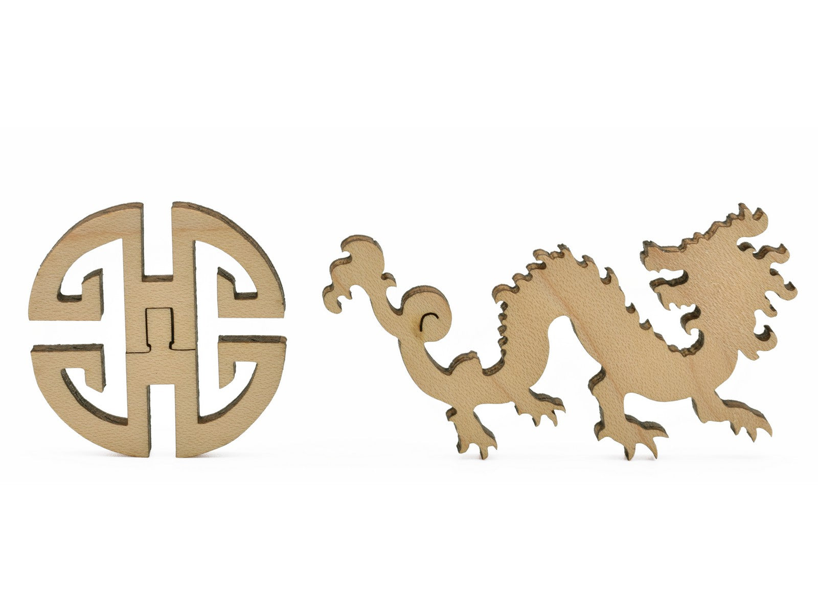 Double Dragon En Bois Sculpte - Feng Shui Réussite Et Protection Double Dragon En Bois Sculpte - Feng Shui Réussite Et Protection