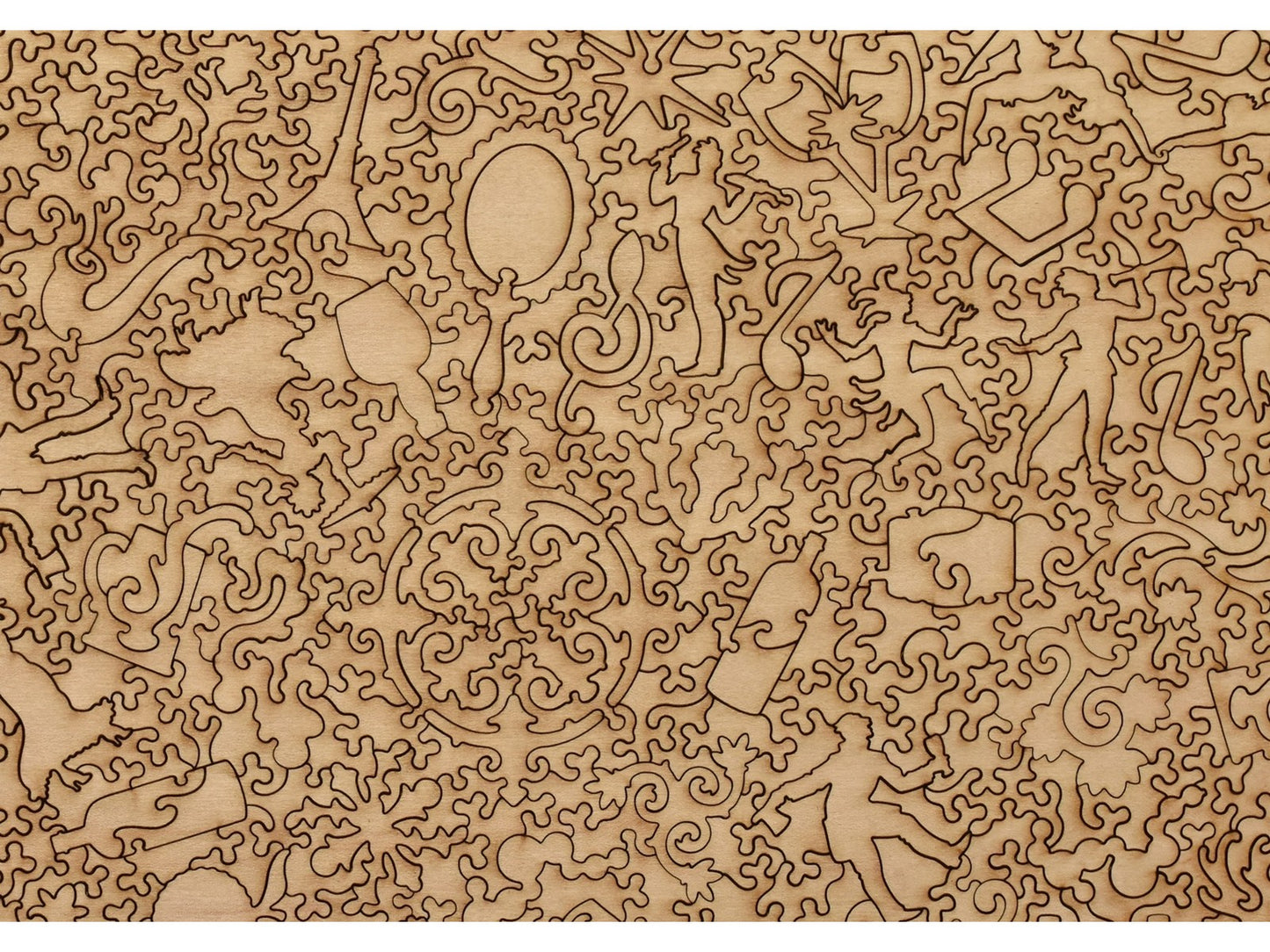 A closeup of the back of the puzzle, A Bar at the Folies-Bergère, showing the detail in the pieces.