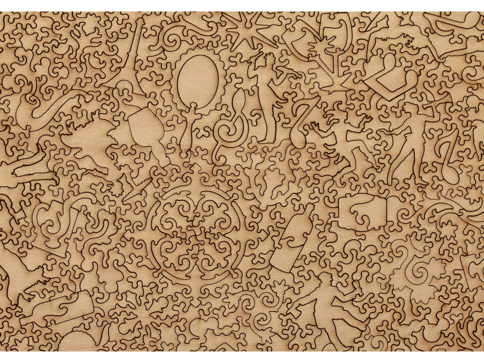 A closeup of the back of the puzzle, A Bar at the Folies-Bergère, showing the detail in the pieces.