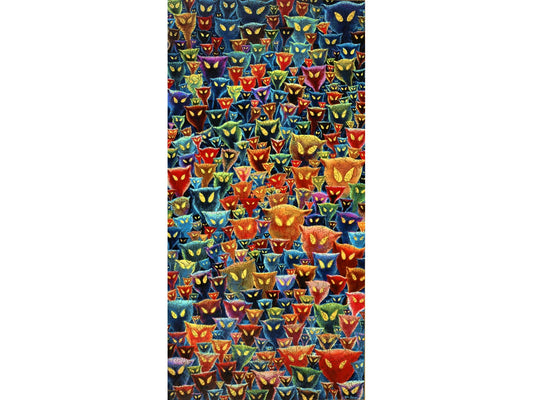 The front of the puzzle, A Plethora of Cats, showing many cats of different colors with glowing eyes.