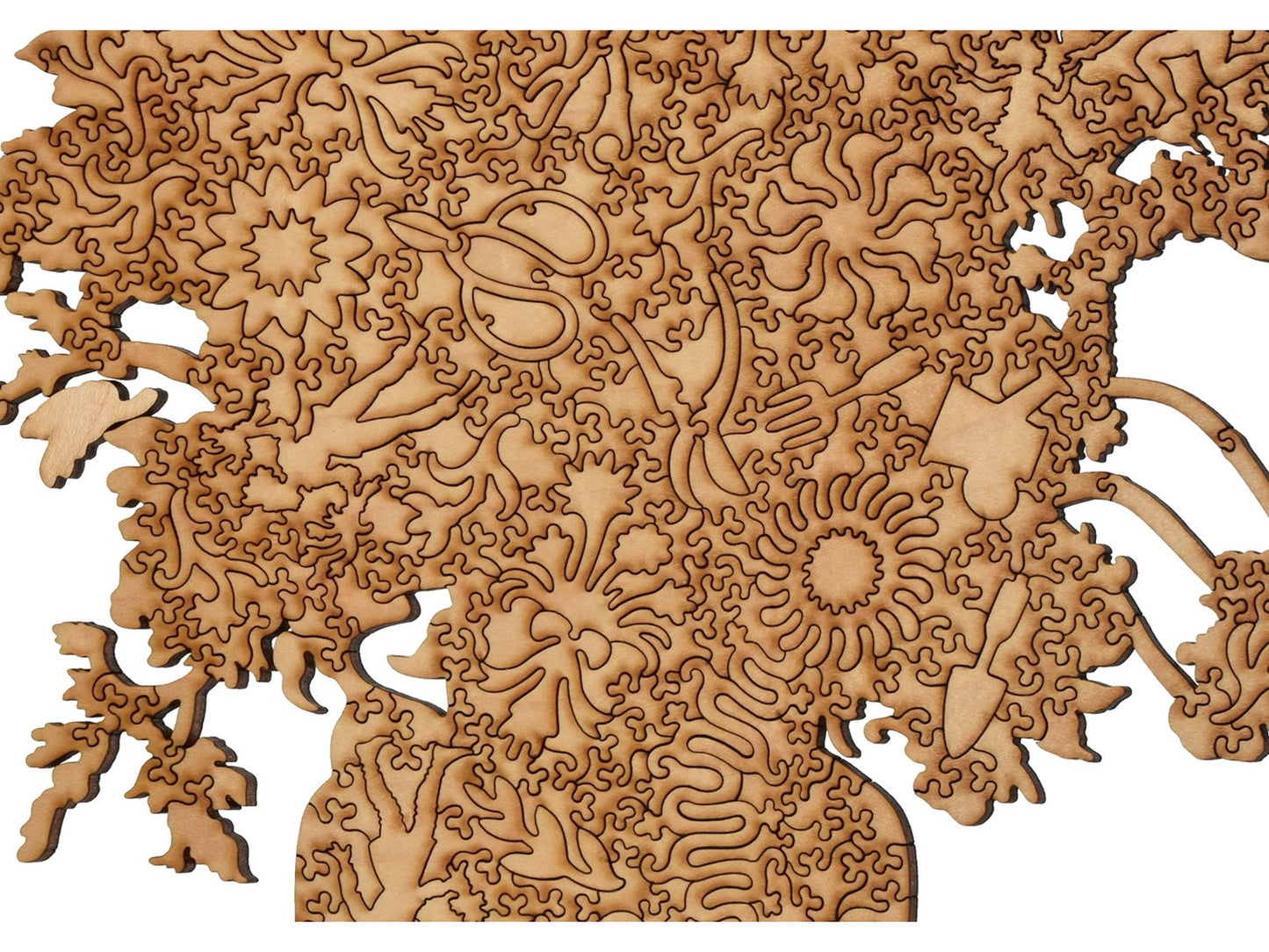 A closeup of the back of the puzzle, English Bouquet, showing the detail in the pieces.