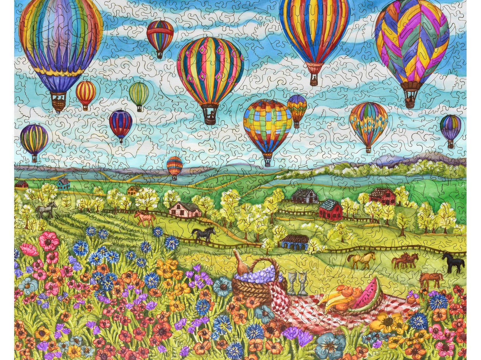 The front of the puzzle, Balloons Over Farmland.