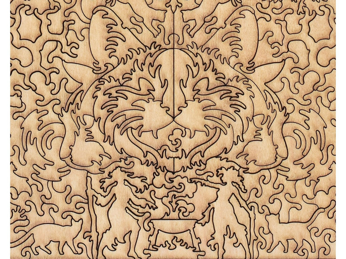 A closeup of the back of the puzzle, Barcie Reflected, showing the detail in the pieces.
