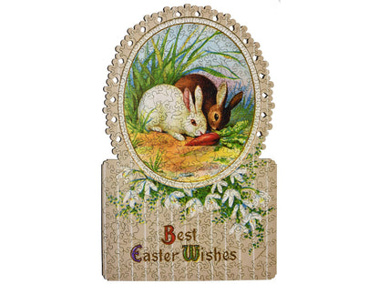 The front of the puzzle, Best Easter Wishes, with a fancy irregular border.