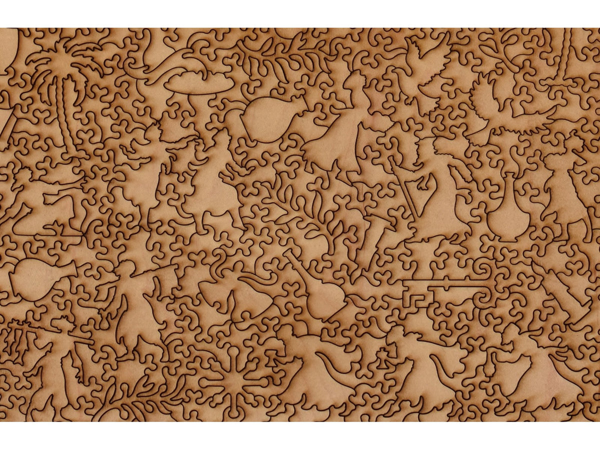 A closeup of the back of the puzzle, Bethlehem, showing the detail in the pieces.
