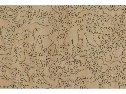 A closeup of the back of the puzzle, Black Bear, showing the detail in the pieces.
