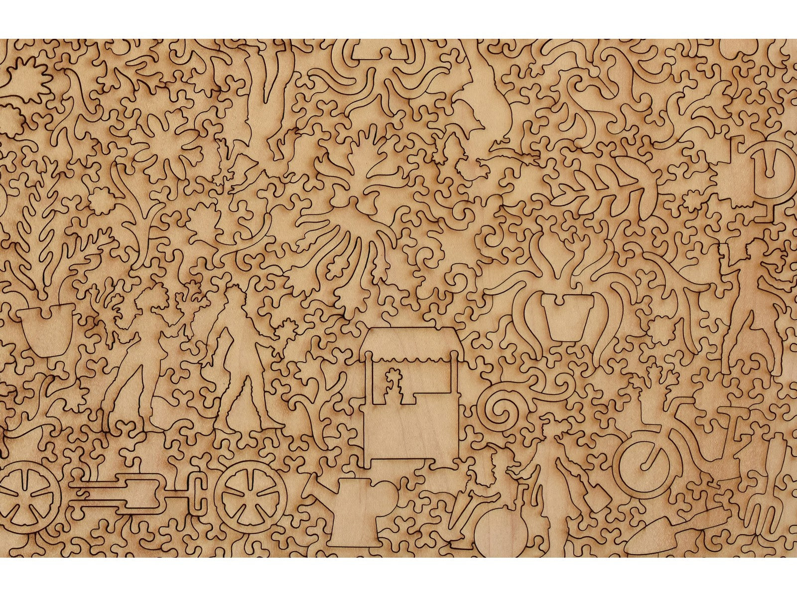 A closeup of the back of the puzzle, Blakes of Chelsea, showing the detail in the pieces.