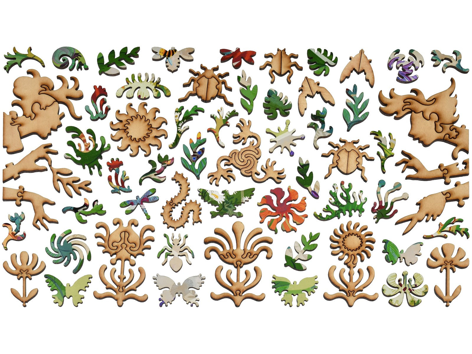 The whimsy pieces that can be found in the puzzle, Bug Garden Terrarium.