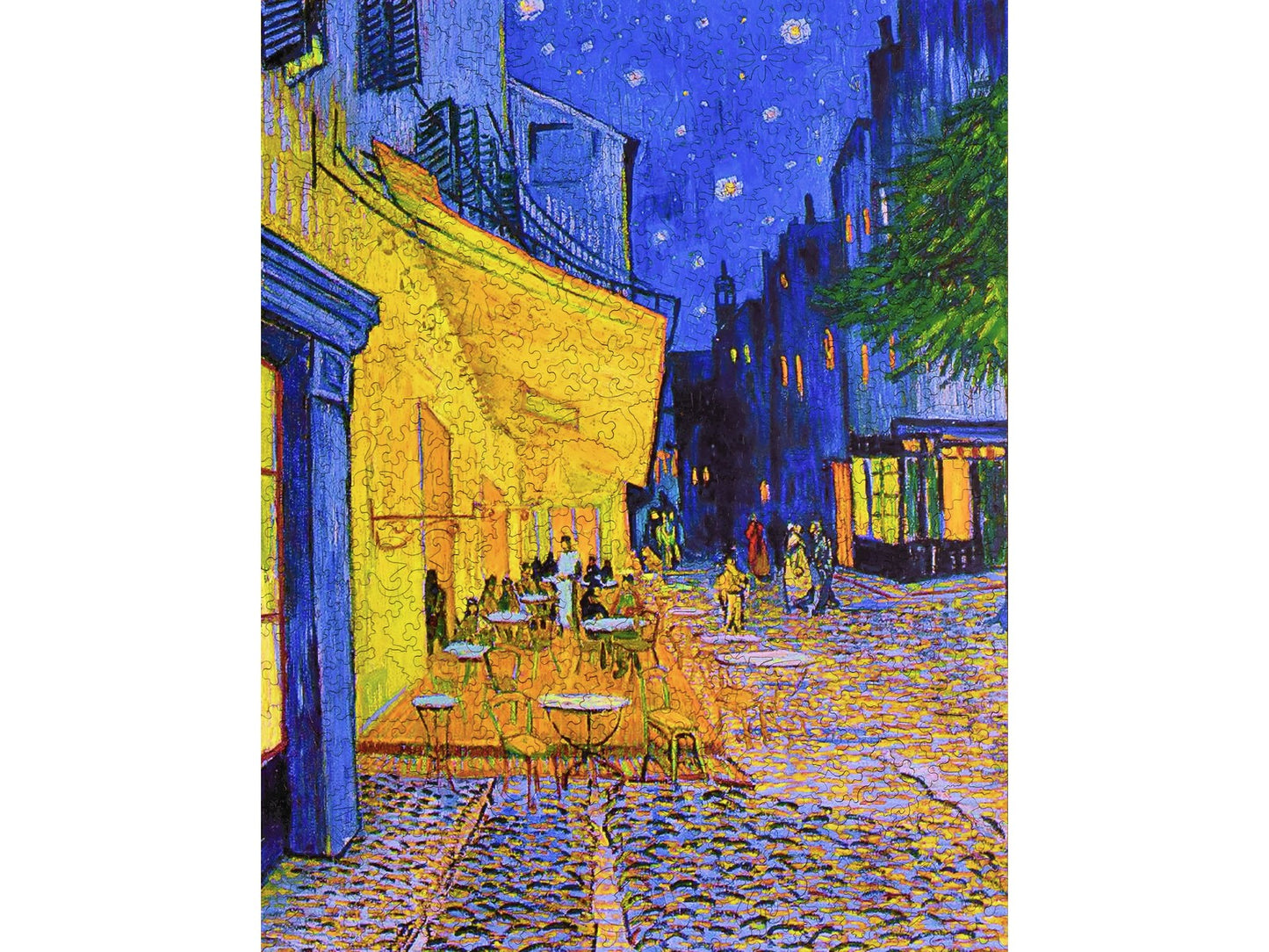 The front of the puzzle, cafe terrace, which shows a cafe at night on a city street.