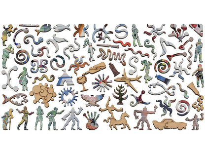 The whimsy pieces that can be found in the puzzle, Calder's Studio.