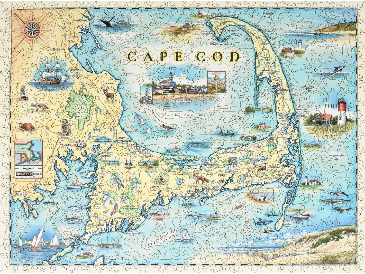 The front of the puzzle, Cape Cod Xplorer Map.