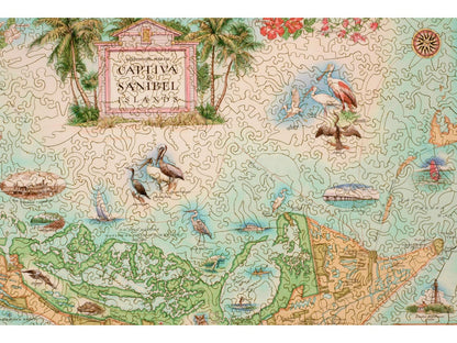 A closeup of the front of the puzzle, Captiva and Sanibel Islands.